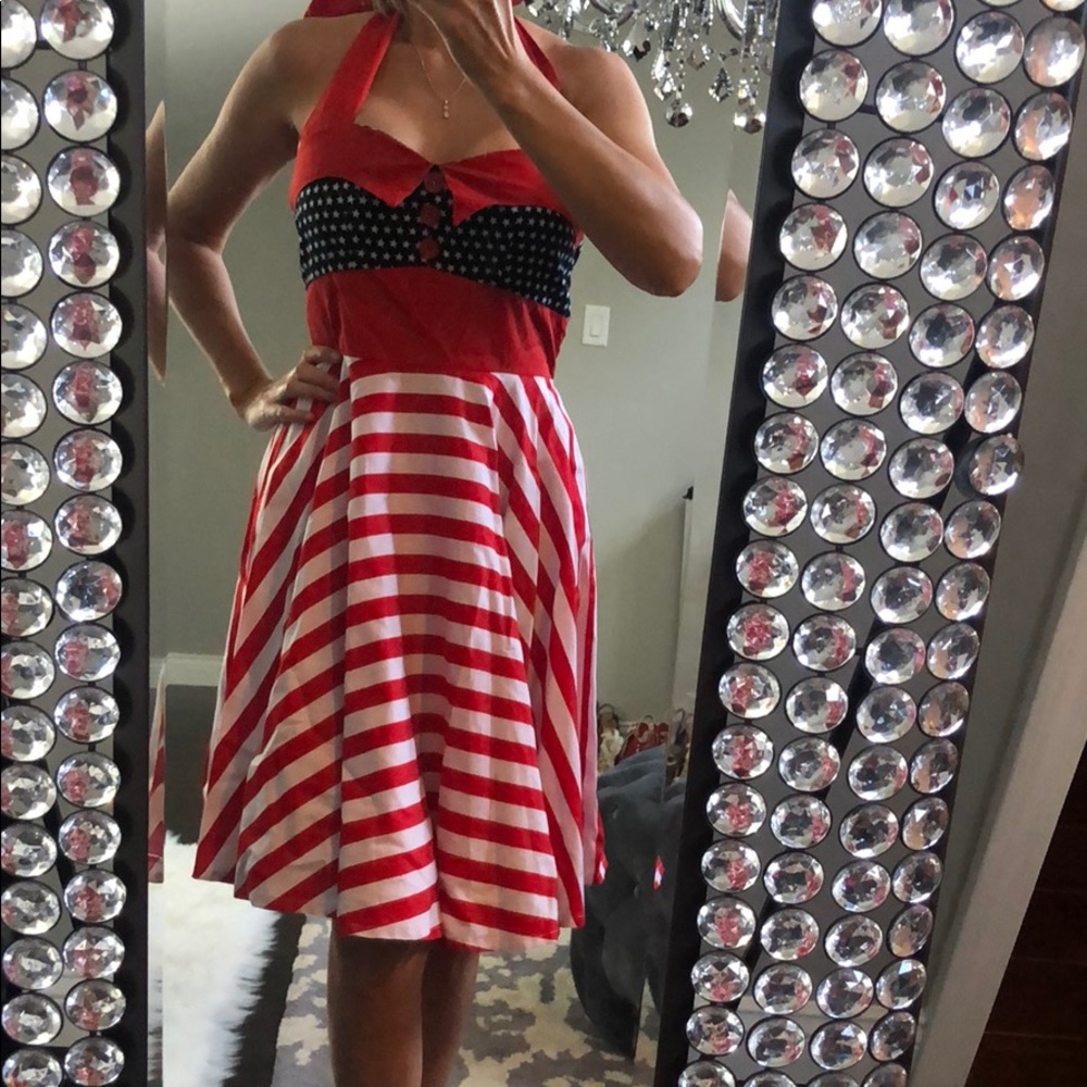 Size small rockabilly red, white, and blue dress